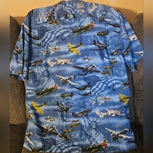 Men's Aviation Print Casual Shirt - Blue
